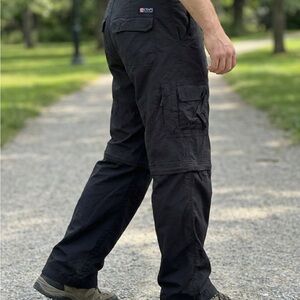 🌲 Chaps Ralph Lauren Convertible Cargo Pants Men's 32 Black Zip-Off